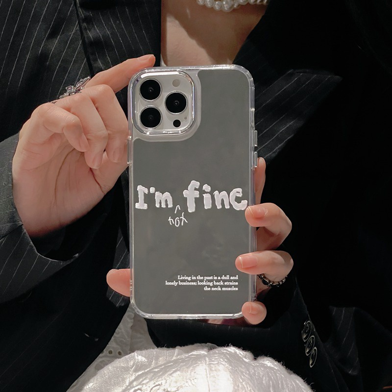 Fashion Silver I'm Fine Mirror Soft TPU Case iP iPhone 11 12 13 14 Pro Max New FTD Casing Apple