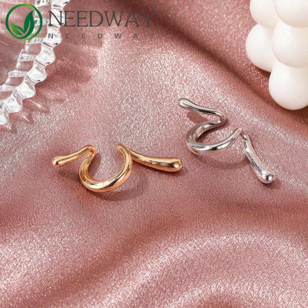 Needway   Manset Telinga Bentuk Ular Punk Girl Untuk Wanita Anting Tulang Rawan Geometris Tidak Teratur