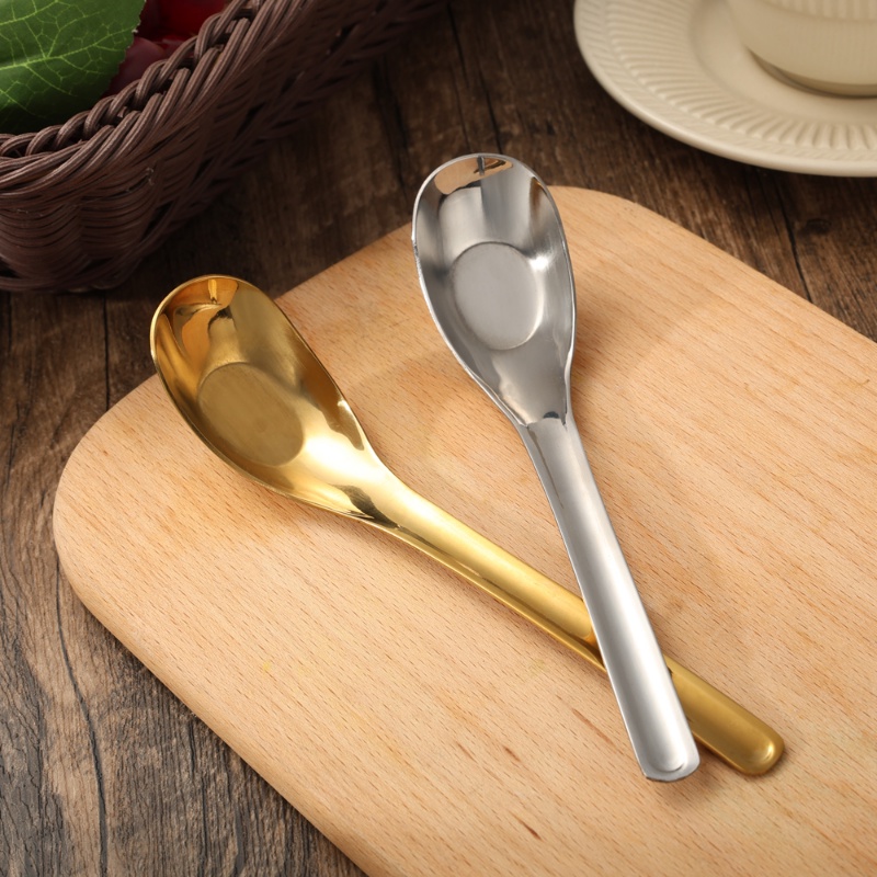 Sendok Sup Nasi Stainless Steel Flat Bottom/Sendok Teh Kopi Serbaguna/Party Dessert Ice Cream Serving Scoop