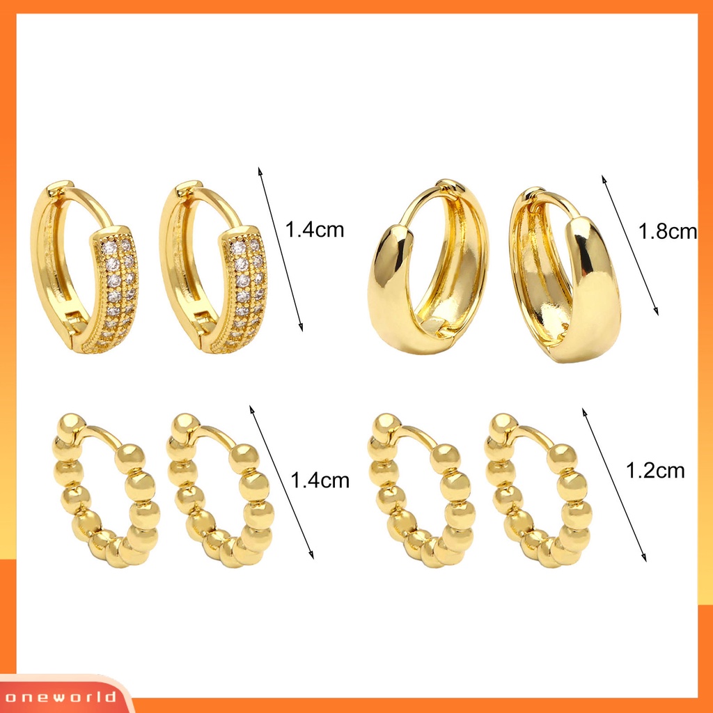 [WOD] 1pasang Huggie Earrings Bulat Lingkaran Warna Solid Permukaan Halus Anti-Cacat Colorfast Hias Shiny Cubic Zirconia Tahan Lama Dilapisi Wanita Anting Untuk Belanja