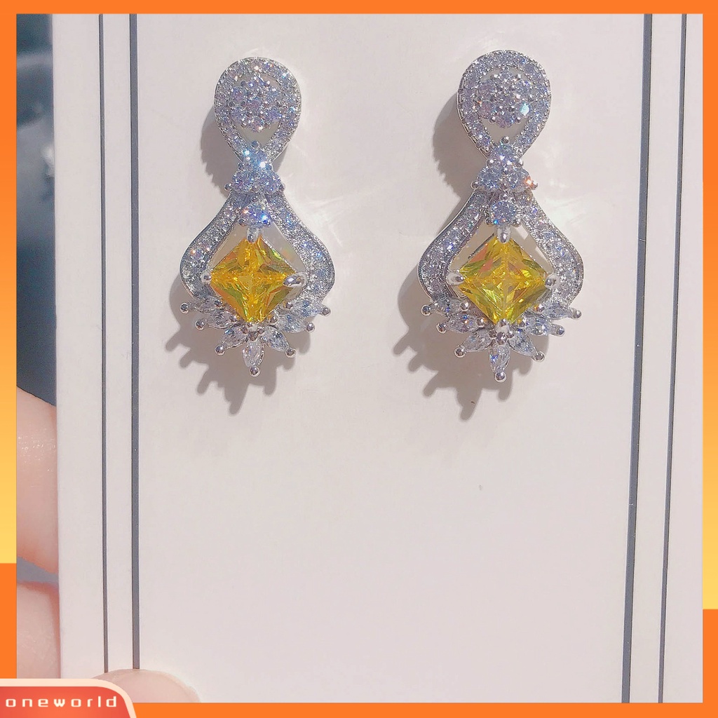 [WOD] 1pasang Anting Lady Hias Berlian Imitasi Berkilau Bentuk Geometris Anting Lady Drop Simetris Untuk Hadiah