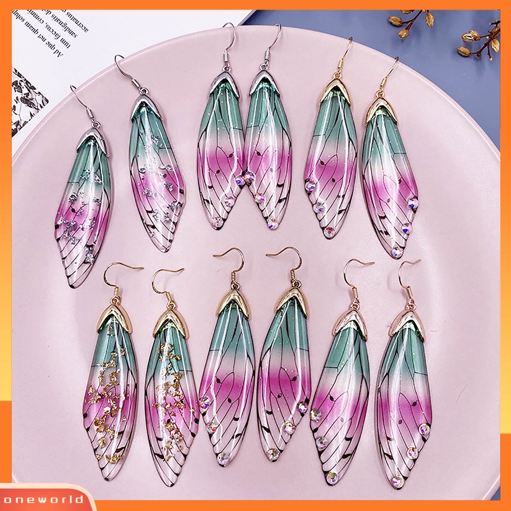 [WOD] Anting Fashion Wanita Berlian Imitasi Serangga Sayap Kupu-Kupu Ear Hook Perhiasan Hadiah