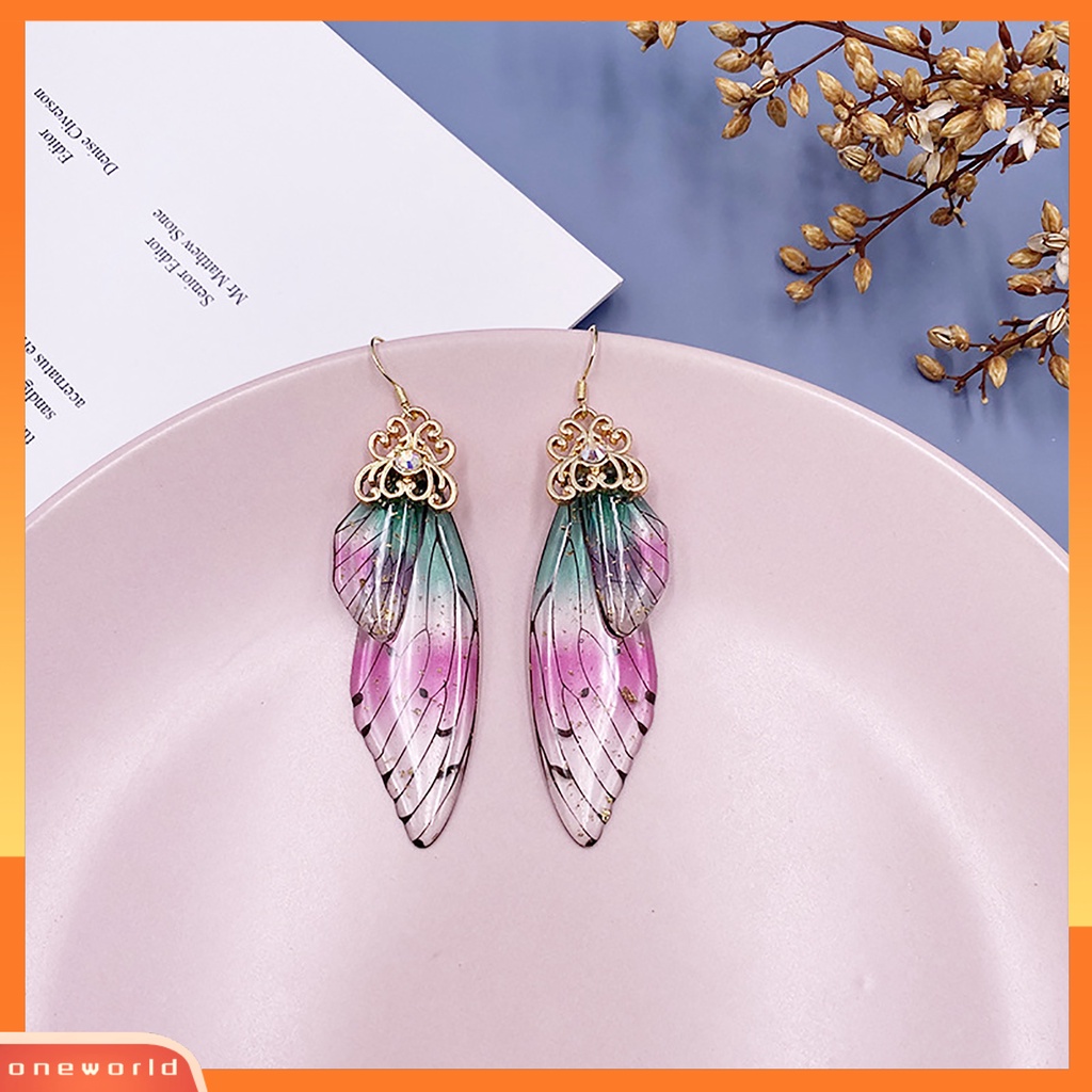 [WOD] Anting Fashion Wanita Berlian Imitasi Serangga Sayap Kupu-Kupu Ear Hook Perhiasan Hadiah