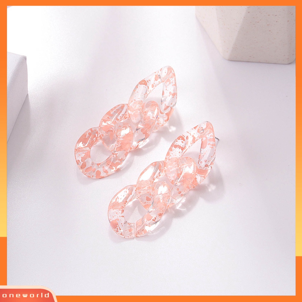 [WOD] 1pasang Anting Wanita Rantai Kuba Perhiasan Transparan Geometris Bohemian Drop Earrings Untuk Pesta