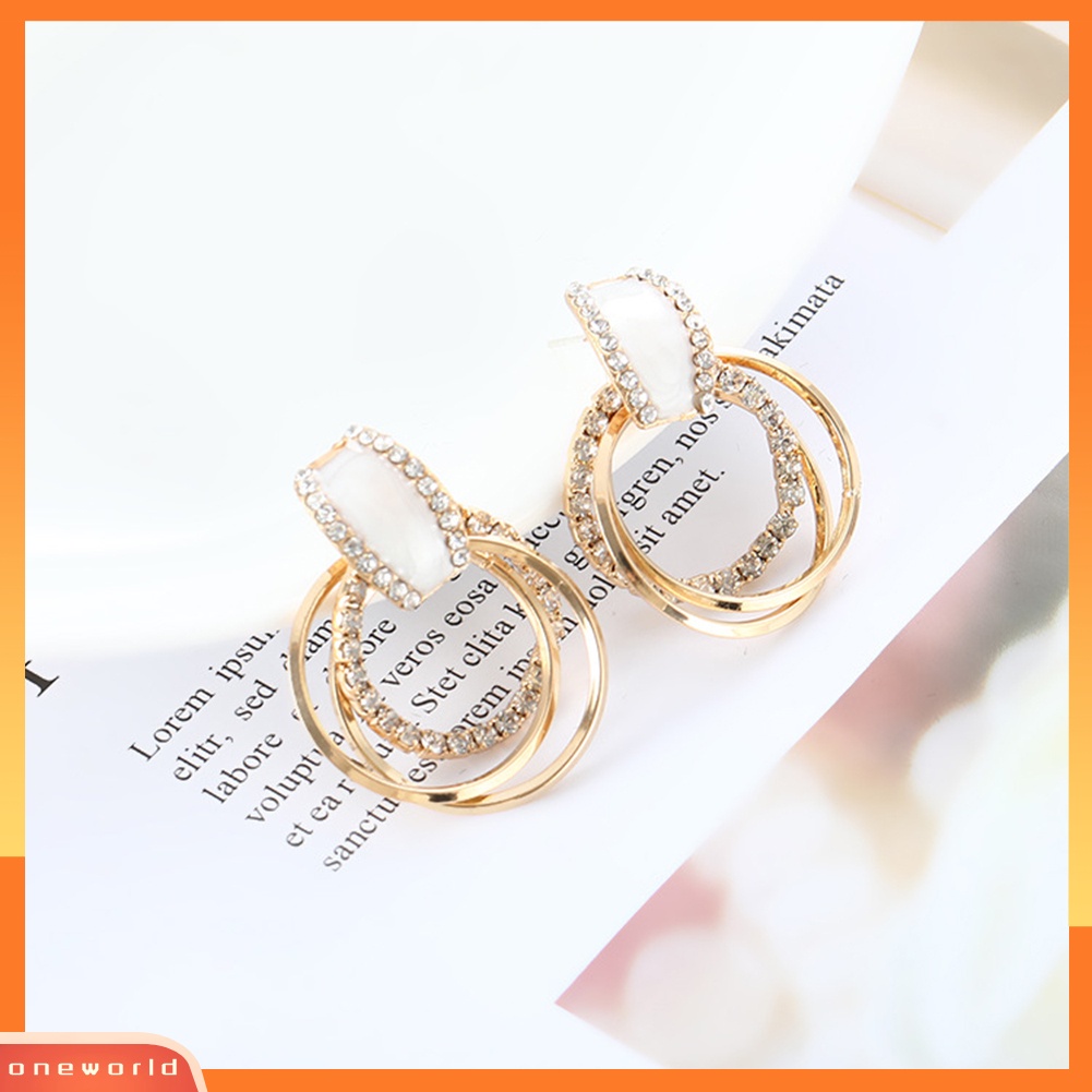 [WOD] Glitter Multilayer Lingkaran Berlian Imitasi Hias Menjuntai Stud Anting Wanita Perhiasan