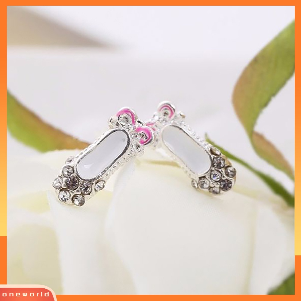 [WOD] Pesta Berlian Imitasi Mengkilap Hias Ikatan Simpul Sepatu Balet Liontin Wanita Stud Earrings