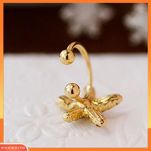 [WOD] Perhiasan Fashion Wanita Elegan Cinta Hati Bintang Laut Berlian Imitasi Stud Earrings Ear Clip