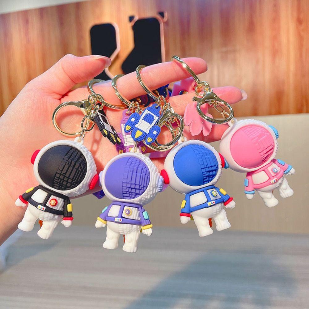 【 ELEGANT 】 Astronot Gantungan Kunci Fashion Silikon Kunci Aksesoris Ornamen Perhiasan Spaceman Pendant Car Keyring