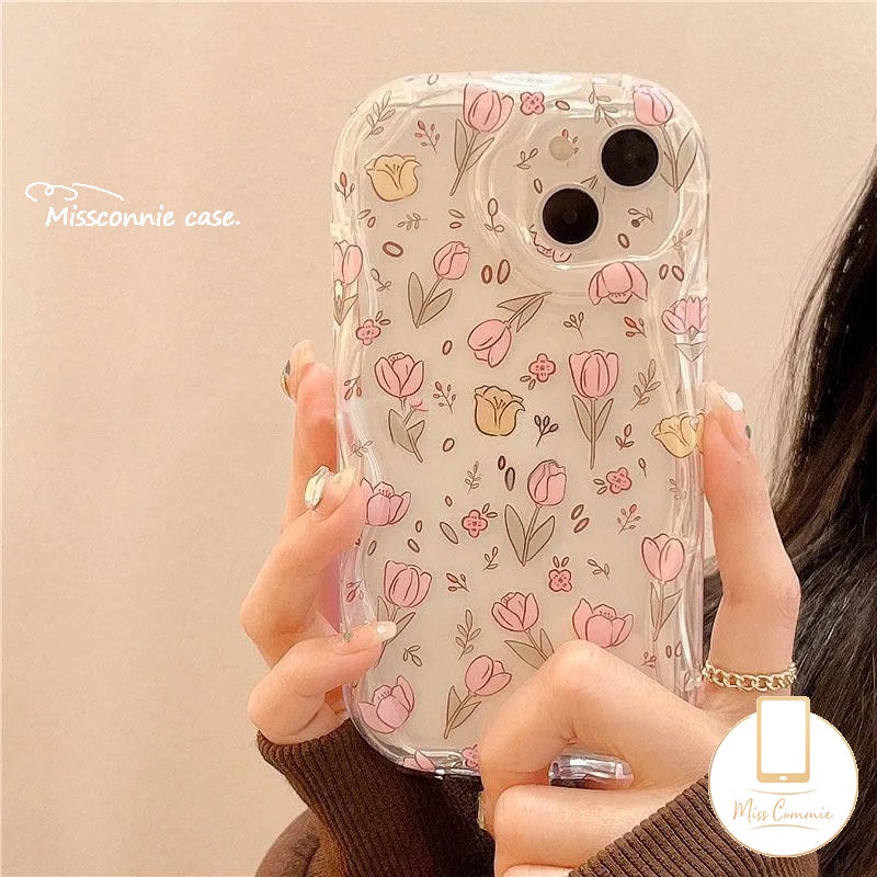 Casing 3D Wavy Curved Edge Floral Clear Untuk Realme C35 C55 C21 C31 C25Y C33 C53 5 6i 5i 7i 9i 5s C17 C30 C11 C3 C21Y C20A C25s C20 C12 C25 C15 C3 C1 Fresh Flowers Tpu Soft Cover