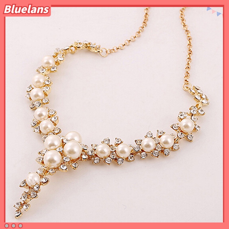 [BLS] Wanita Fashion Clavicular Charms Faux Pearl Pendant Kalung Hadiah Pesta Pernikahan