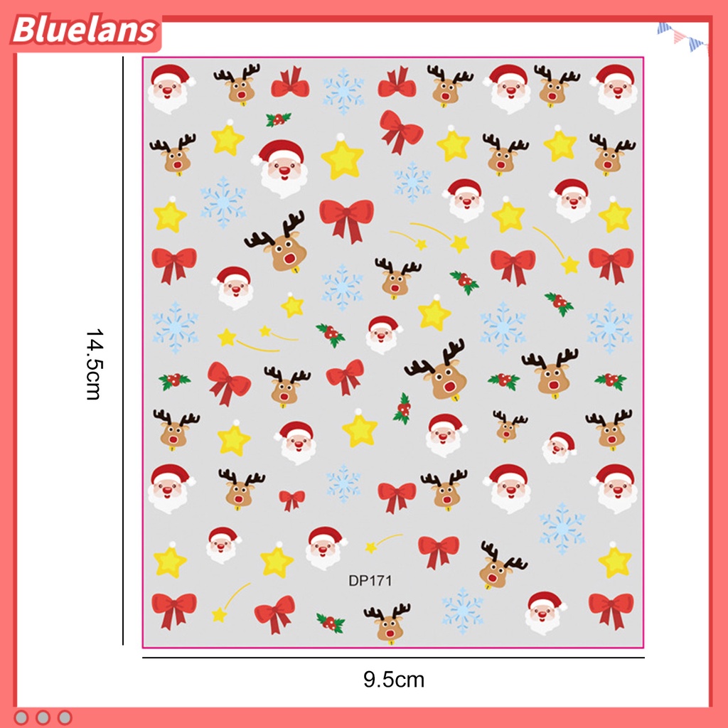[BLM] Stiker Kuku Pola Indah Perekat Diri Yang Dapat Dilepas Daya Lengket Kuat Mudah Diterapkan Dekoratif Menarik Kartun Xmas Bertema Stiker Kuku Manicure Decal Nail Supplies