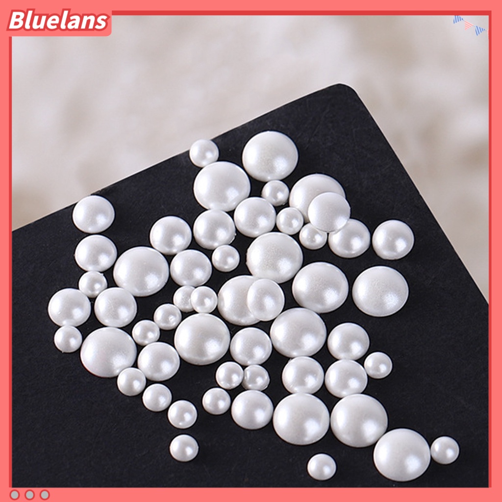 [BLM] 200pcs 2mm /3mm/4mm Mutiara Imitasi Shiny DIY Tidak Luntur Setengah Bulat Manik-Manik Datar Ornamen Untuk Nail Art