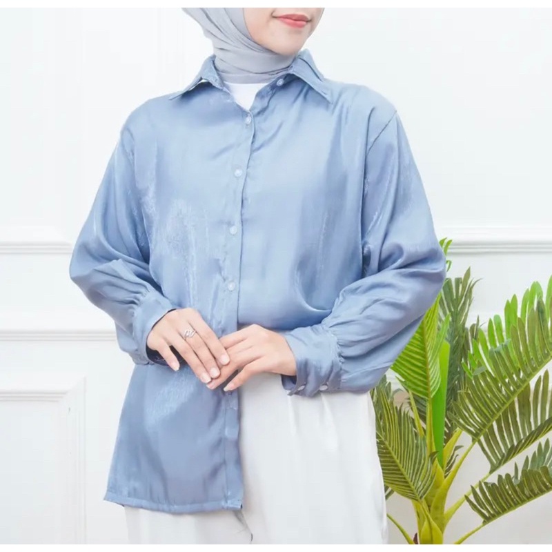 Inara Kemeja Wanita Shimmer Atasan Wanita Terbaru Blouse Bahan Shimmer