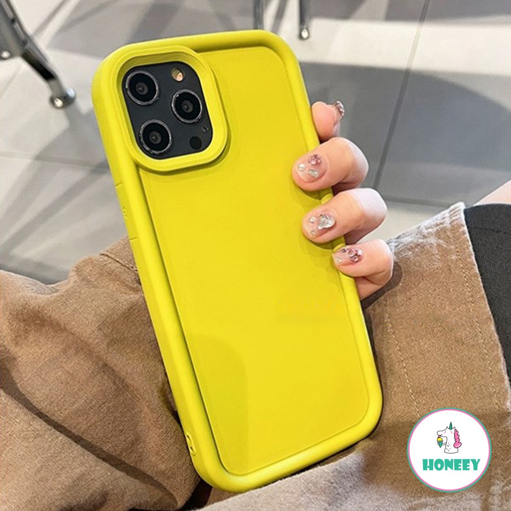 IPHONE Casing Ponsel Silikon Bumper Lembut Matte Mewah Untuk Iphone14 Promax11 12 13 Pro Max X X XR Square Solid Color Shockproof Cover