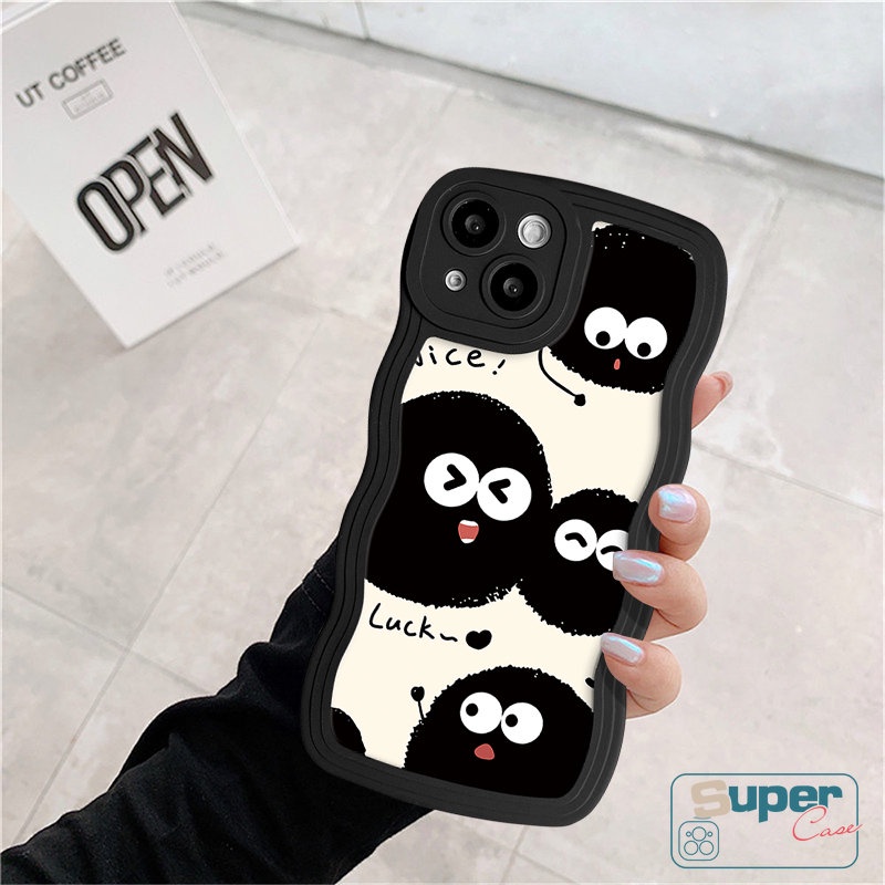 Fashion Keberuntungan Dustbunny Phone Case Kompatibel Untuk iPhone XR 11 Pro Max 7Plus 13 12 vPro Max7 6 8 6s 14 Plus X XS Max SE 2020lembut Tpu Wavy Edge Kartun Lucu Penutup Bola Bara