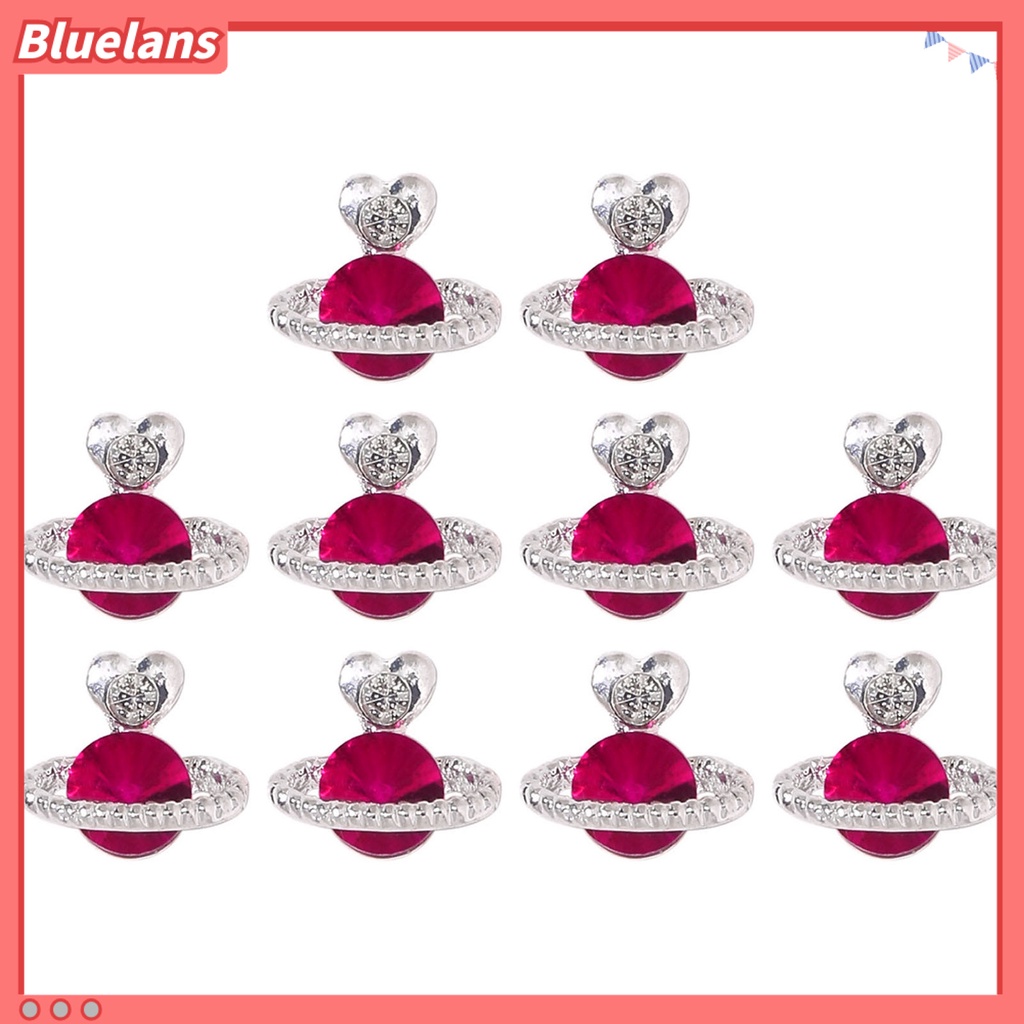 [BLM] 10pcs Nail Art Decor Heart 3D Desain Planet Mempesona Efek Visual Berlian Imitasi Pesona Kuku Berkilau DIY Cubic Zirconia Nail Art Perhiasan Untuk Wanita