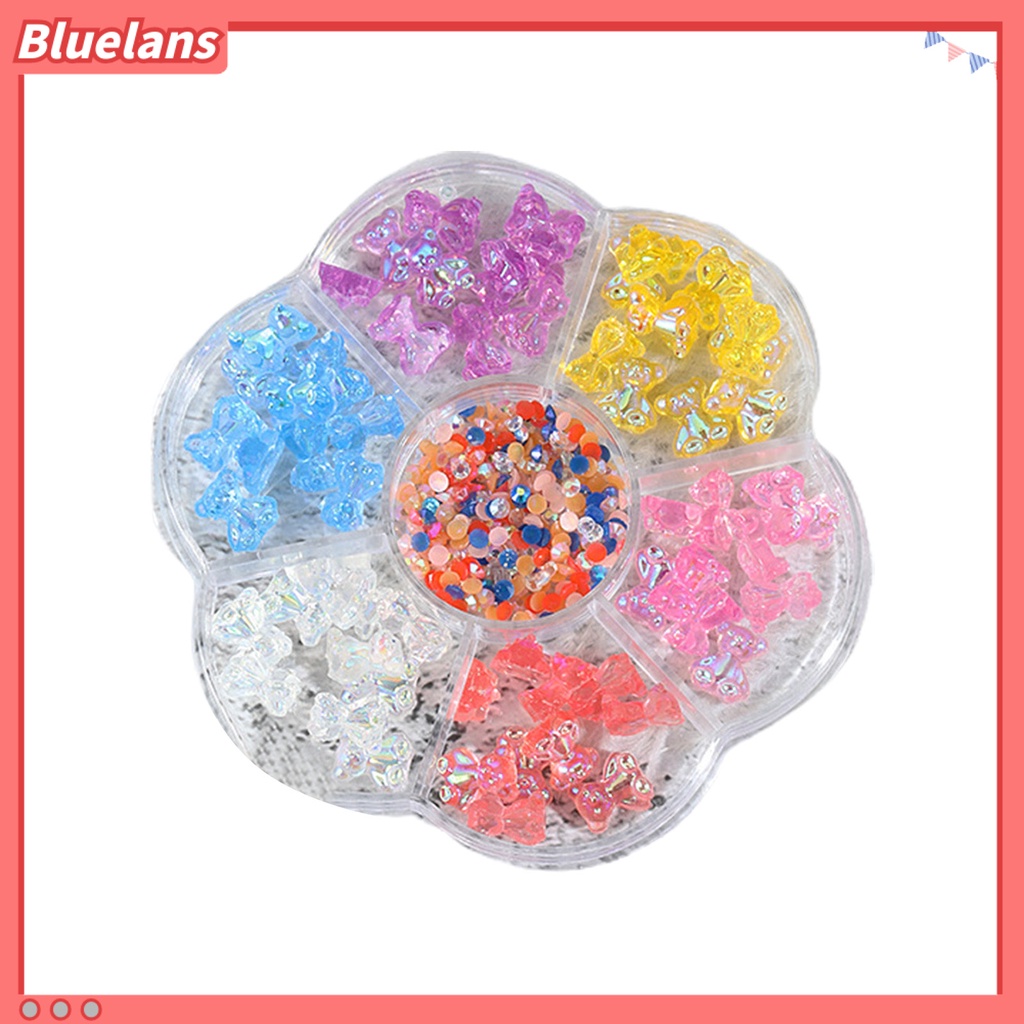 [BLM] 1kotak Kuku Camellia Dekorasi High Gloss Flat Bottom Bersinar DIY Campuran Busur Manicure Berwarna Berlian Imitasi Nail Art Decor Nail Salon Supply