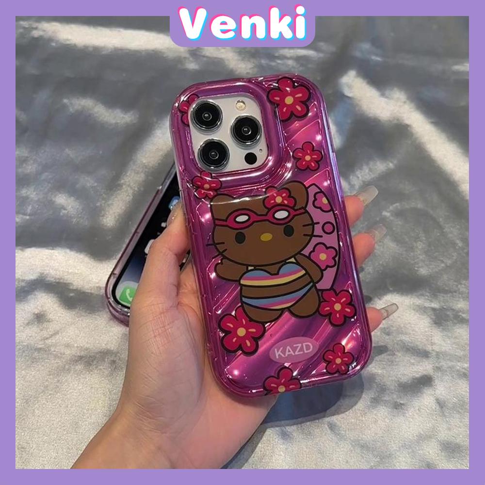 VENKI - Untuk iPhone 11 Laser Reflektif Bening Phone Case TPU Soft Shockproof Airbag Phone Case Cute Hitam Kulit Kartun Kucing Kompatibel dengan iPhone 14 13 Pro max 12 Pro Max XR XR 7