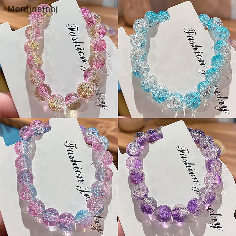 Mornin Wanita Retak Kristal Manik-Manik Kaca Bulat Manik-Manik Stretch Gelang Bangle Gelang Wanita Gadis Pesona Bungkus Perhiasan id