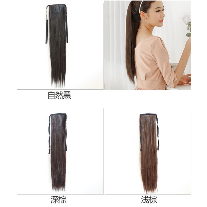 Rambut Palsu Ponytail Ikat Lurus Panjang 50cm
