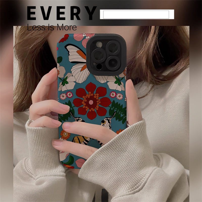 All New Hot Fashion Leather Soft Case IPhone 6S 7 Plus 8 Plus X XS XR XS Max 11 13 12 14 PRO Max 14 Plus SE Mini Phone Case Girl Girl Women Pretty Blue butterfly flower