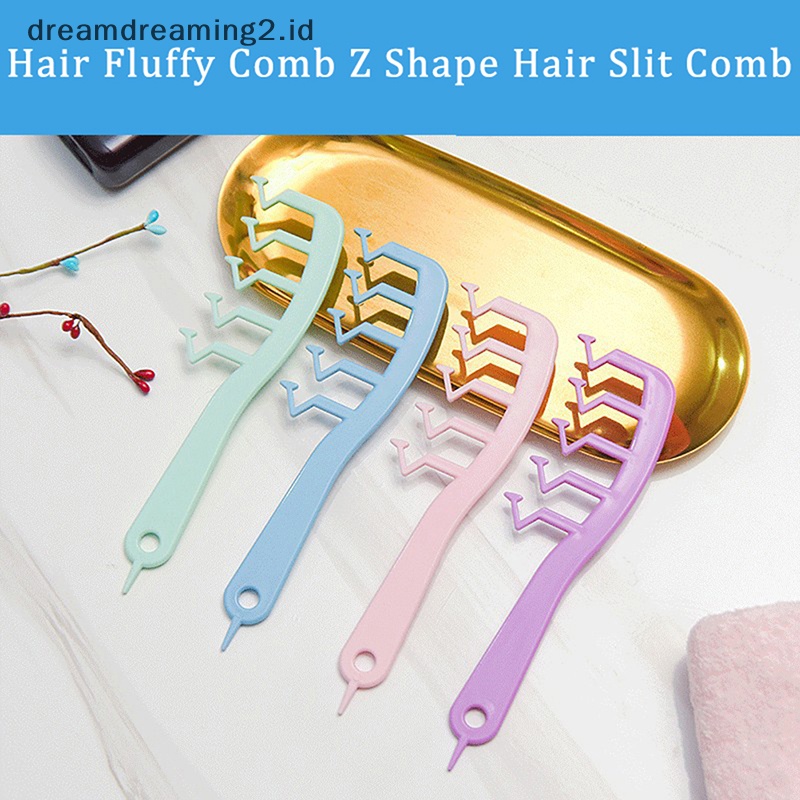 (drea) 1pc Sisir Berbulu Rambut Bentuk Z Sisir Rambut Poni Keriting Hairdress Styling Comb //