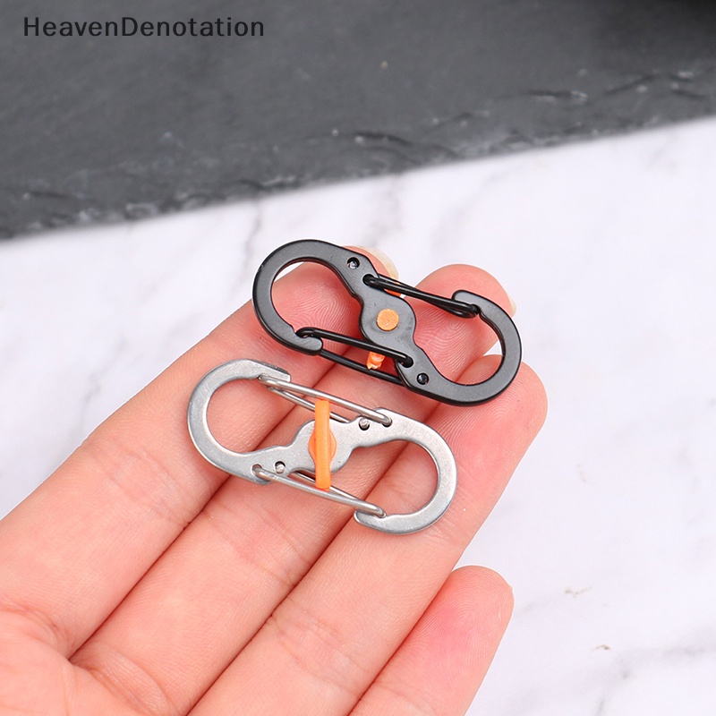 [HeavenDenotation] Carabiner Tipe S Stainless Steel Dengan Kunci Mini Gantungan Kunci Kait Anti-Pencuri Berkemah Luar Ruangan Ransel Gesper Key-Lock Tools HDV