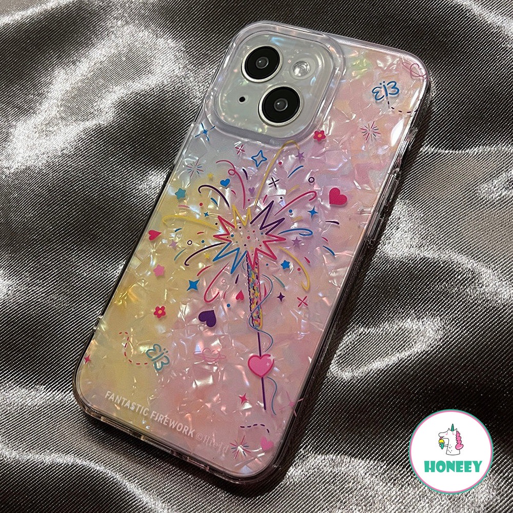 Deluxe Shell Pattern Kembang Api Warna-Warni Casing Ponsel Untuk iPhone 14 Pro Max13 12 11 Pro Max Shockproof Soft Phone Cover