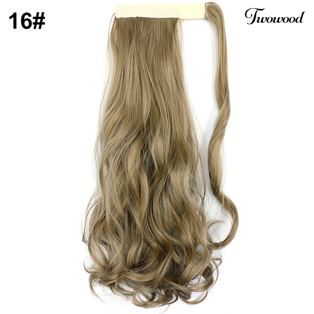 Twowood 18inci Serat Sintetis Klip in Wavy Curly Ponytail Wig Hair Extension Sopak