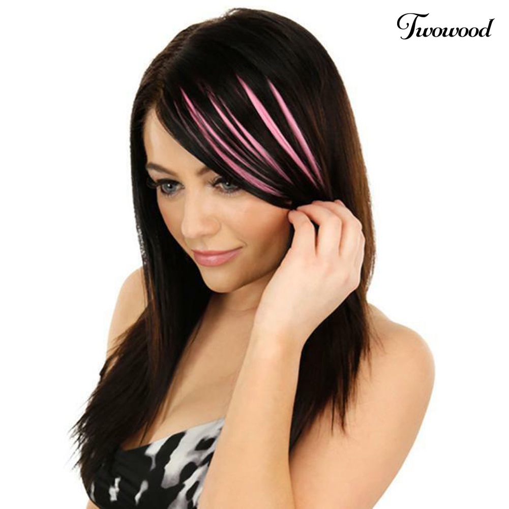 Twowood Fashion 13warna Wig Mulus Miring Palsu Bang Fringe Hair Extension Sopak