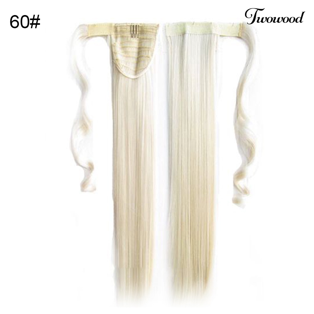 Twowood Wanita Magic Tape Panjang Lurus Wig Ponytail Rambut Ekstensi Cosplay Sopak