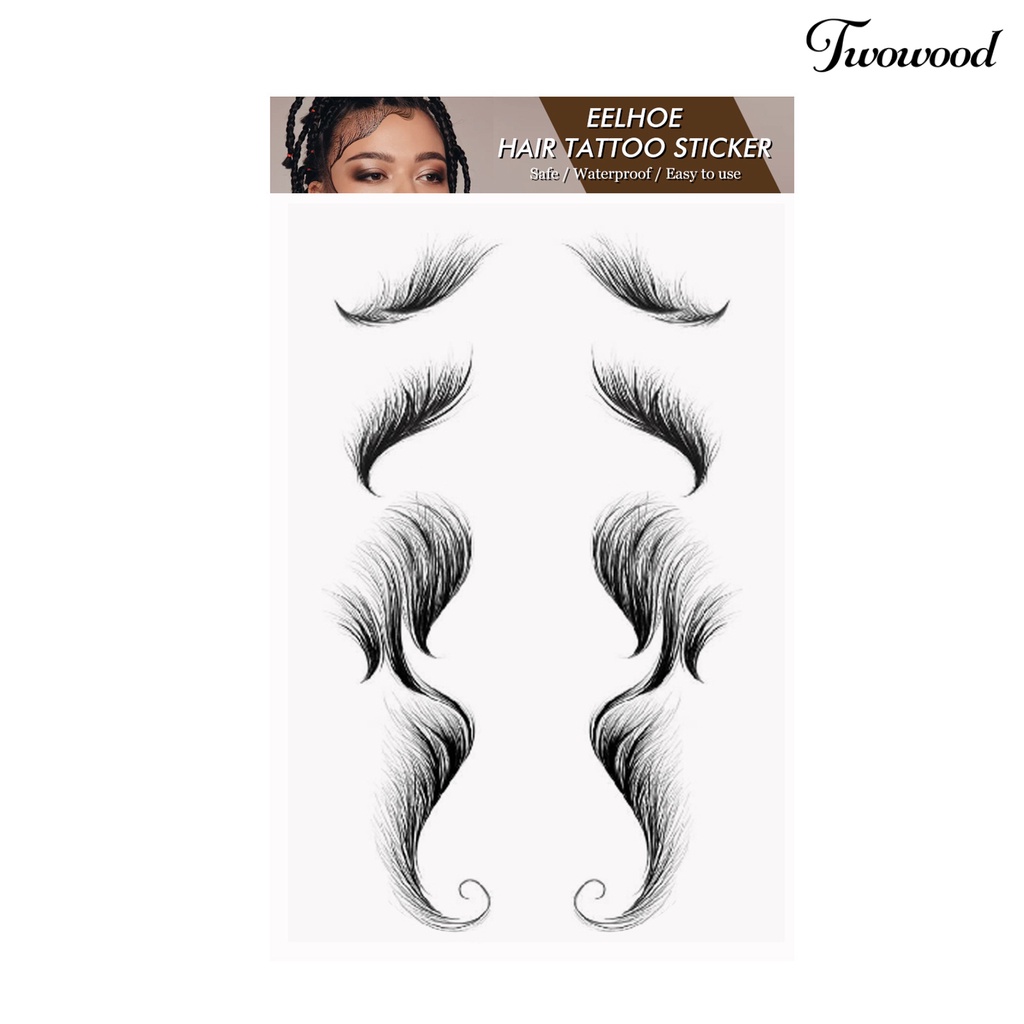 Twowood 12Pcs /Set Rambut Tato Stiker Tahan Air Styling Rambut Ultra Tipis Curling Tepi Rambut Bayi Rambut Stiker Untuk Kecantikan