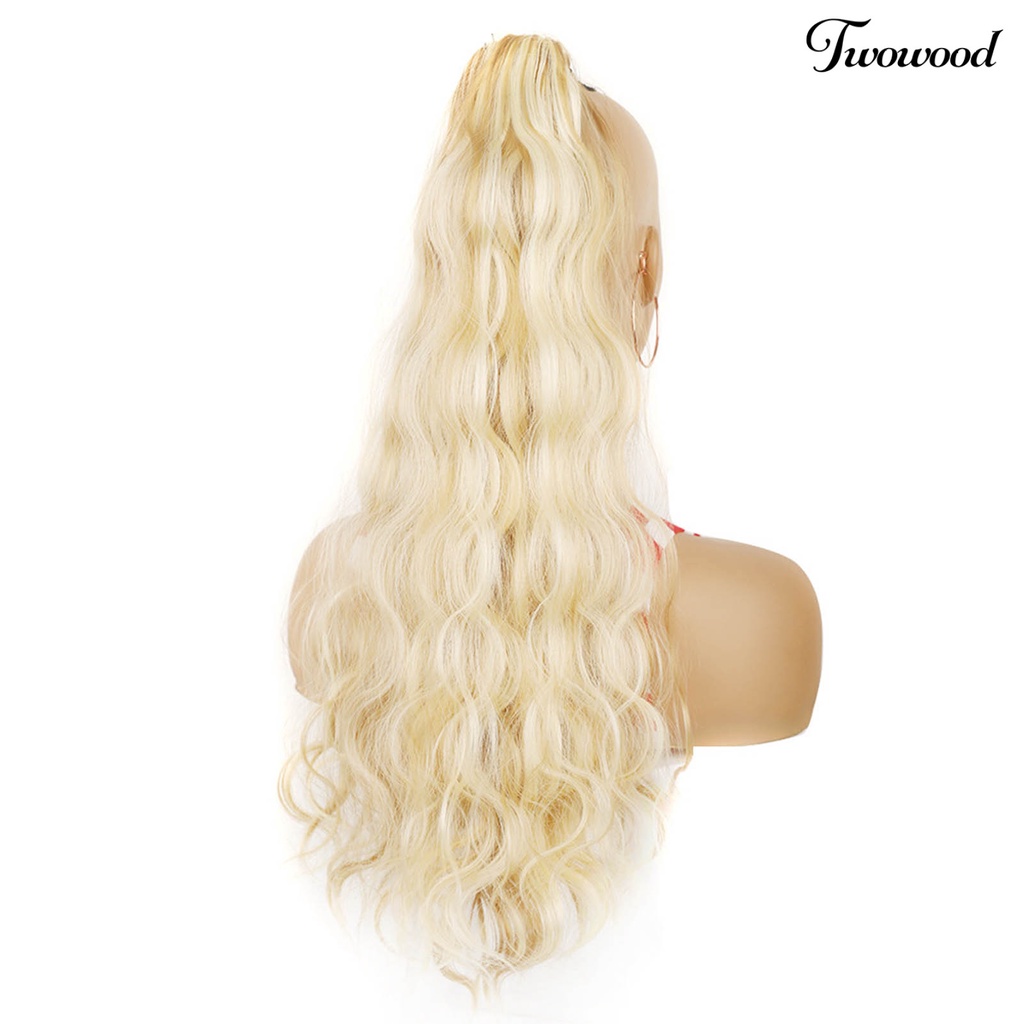 Twowood Wig Rambut Ponytail Bentuk Tahan Panas Non Simpul Curly Bungkus Palsu Ponytail Sopak Palsu Untuk Makeup