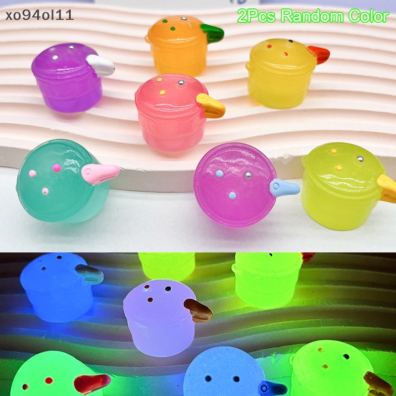 Xo 2Pcs Luminous Pressure Cooker Ornamen Warna Pot Micro Landscape Dekorasi Rumah Boneka Miniatur Mainan OL