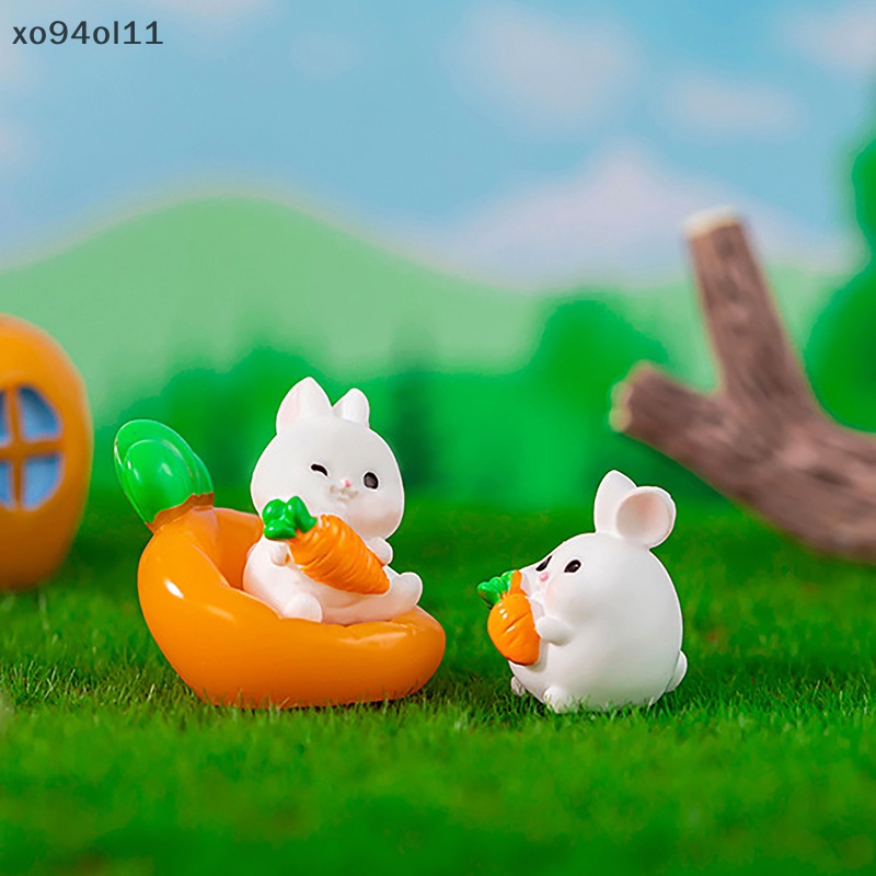 Xo Miniatur Kelinci Model Mini Bunny Figurine Desktop Pemandangan Taman Ornamen Kerajinan Resin Lucu Perlengkapan Dekorasi Mobil Rumah Kantor OL
