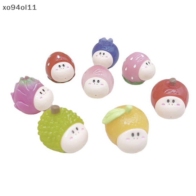 Xo 1Pc Bercahaya Kartun Jelly Buah Ornamen Mini Durian Strawberry Pitaya Boneka Mikro Lanskap Dekorasi Rumah Boneka Miniatur Mainan OL