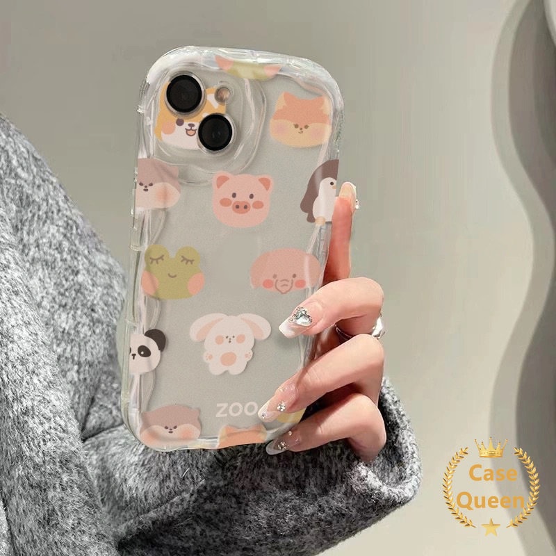 Kartun Badut Hewan Kecil Beruang Bebek Kelinci Case Untuk Realme C15 C30 C25Y C30S C25 C21Y C3 C55 C20A C25s C20 C12 C11 6i 5i 5s 30A 20 3D Tepi Melengkung Bergelombang Lucu Smiley Couple Cover