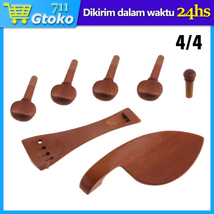 Biola Set Parts 4 / 4 Violin Spare Part Wooden Aksesoris - Peg + Chinrest + Tailpiece + Endpin