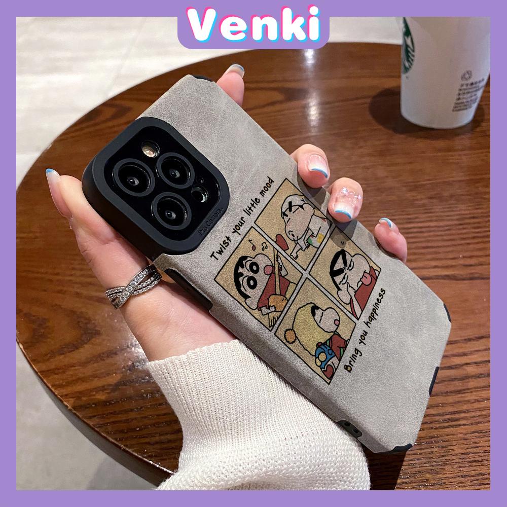 VENKI - Untuk iPhone 11 Case Leather Pupil Suede Case Soft Shockproof Case Kamera Sederhana Karakter Kartun Lucu Kompatibel dengan iPhone 14 13 Pro max 12 Pro max xr xs 7Plus 8Plus