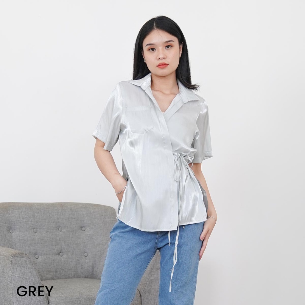 Atasan Shimmer Lengan Pendek Kenanga Blouse Top Wanita