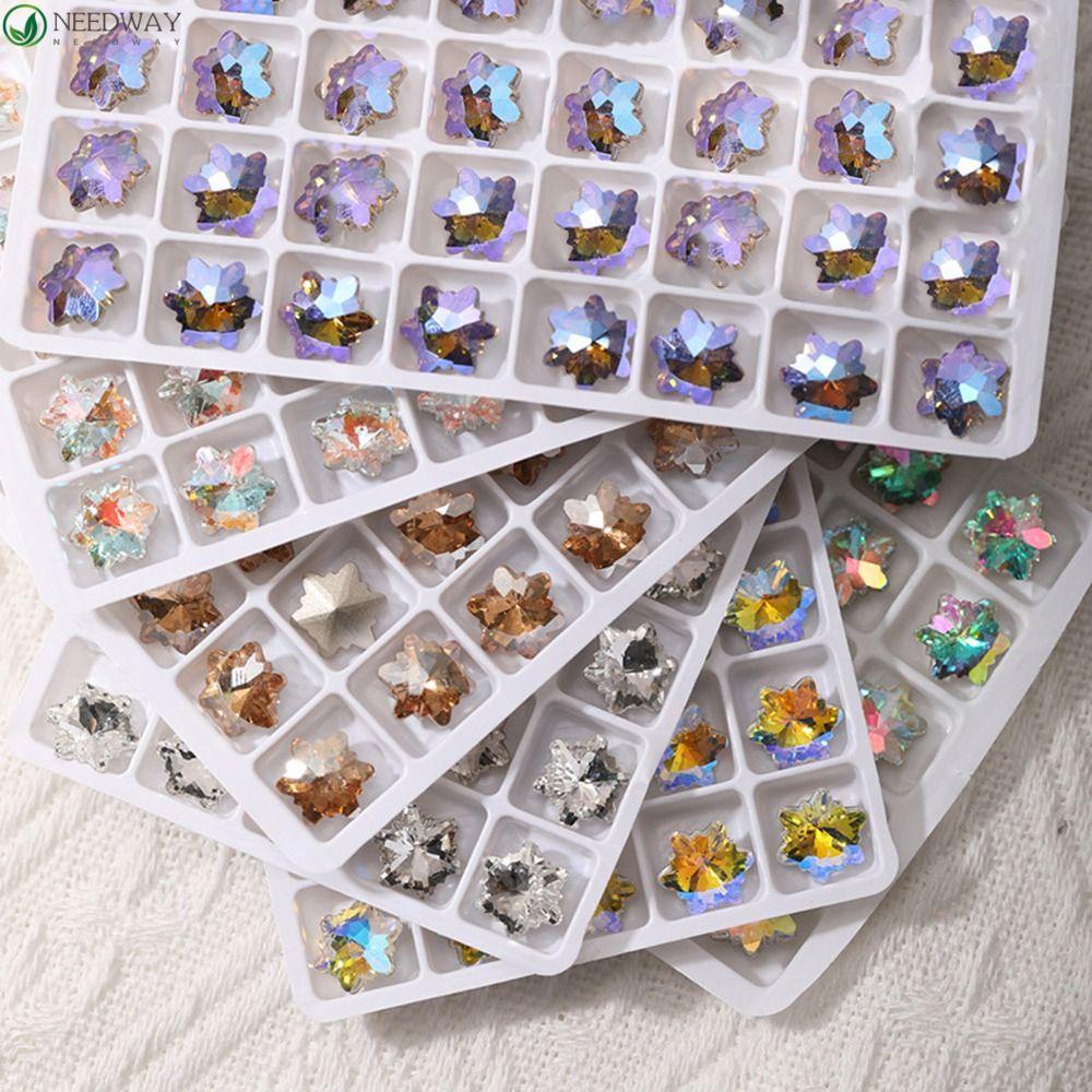 Needway Snowflake Nail Rhinestones Aurora 10 Pcs Wanita Menunjuk Kembali Membuat Perhiasan DIY Craft Kristal Kuku Charms