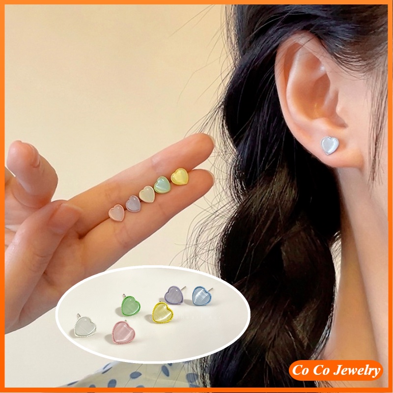 Gadis Manis Musim Panas~Cinta Opal Anting Enam Potong Set Anting-Anting High-end Cahaya Anting Mewah2023 Tren Baru