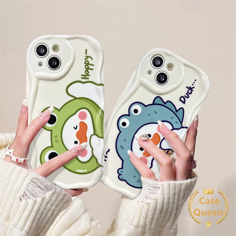 Casing 3D Wavy Curved Edge Glossy Untuk Redmi 10a1 9A 9C NFC 9C A2 10A Redmi Note8 11s 11 9 Pasangan Lucu Badut Teh Susu Bebek Kartun 3D Wavy Curved Edge Animal Flower Penutup Lucu