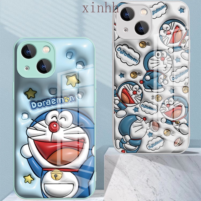 IPHONE Casing Hard Kaca 3D Datar Doraemon A Dream Cocok Untuk Iphone14 13 12 11 Pro Max Cat Metalik Kartun Anime Printing Casing Pelindung