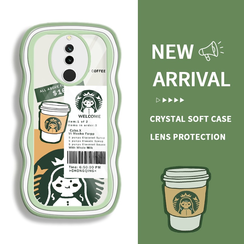 JSAYU Casing For Xiaomi For Redmi 8 8A Dual 8A Pro Case hp Starbucks Girl Gelombang Transparan Silik