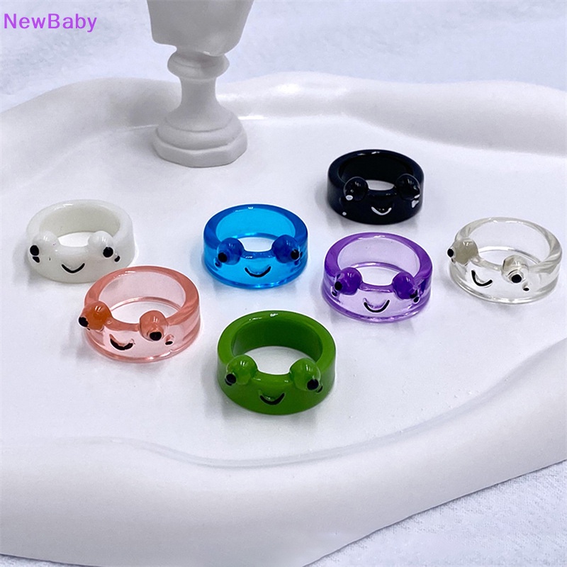 Newbaby Cute Smile Frog Rings Untuk Wanita Gadis Lucu Kartun Hewan Cincin Perhiasan Aesthetic Greative Friendship Ring Pesta Travel Hadiah ID