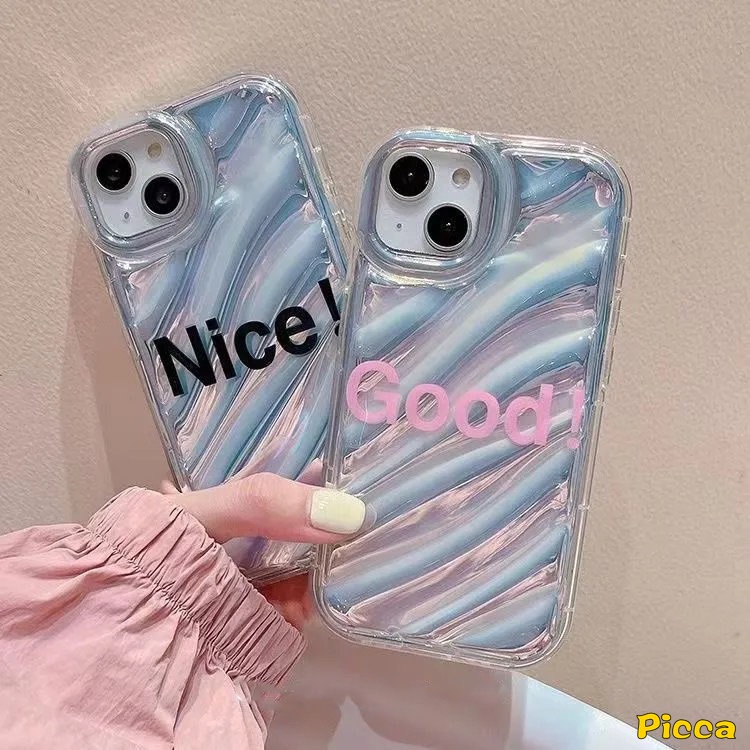 Huruf Sederhana Bagus Bagus Dazzle Color Luxury Laser Card Case Kompatibel Untuk IPhone 7Plus XR 11 13 12 14 Pro MAX X XS Max7 8 6 6S Plus SE 2020 INS Gradient Color Love Heart Cover