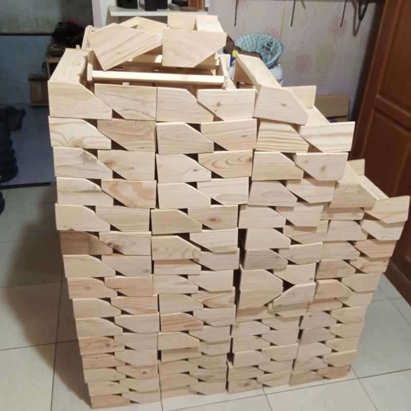 Rak Bumbu Toples Kayu Model Tangga 2 Susun - Tempat Bumbu Dapur 2 Tier - Abik Store