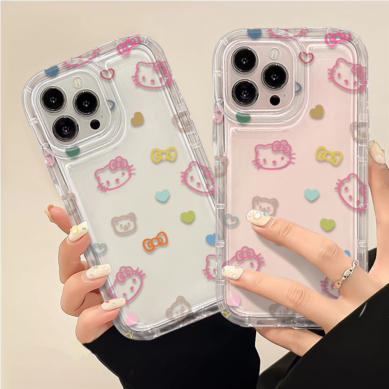 IPHONE Casing Ponsel Lembut Kucing Lucu Kompatibel Untuk Iphone14 13 11 12 Pro XS Max X Xr7 +8 Plus Casing TPU Silikon Shockproof Cover