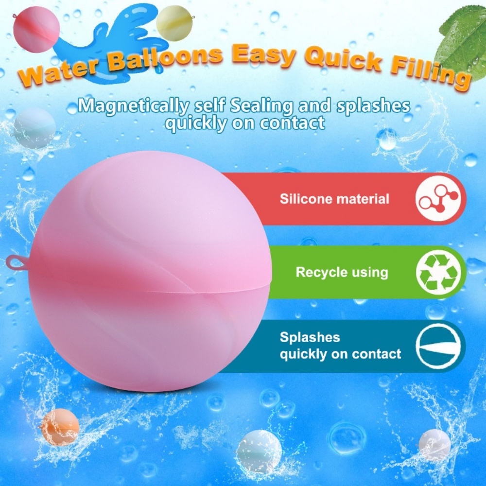 12 Pcs Reusable Water Fighting Balls Dewasa Anak Musim Panas Kolam Renang Silikon Mainan Bermain Air Kolam Renang Bom Air Balon Permainan